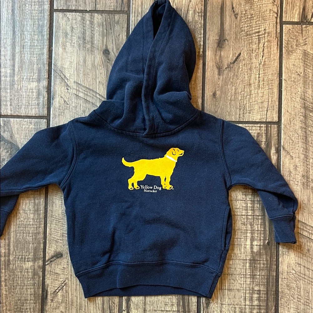 Kids Navy Hoodie Yellow Dog Nantucket